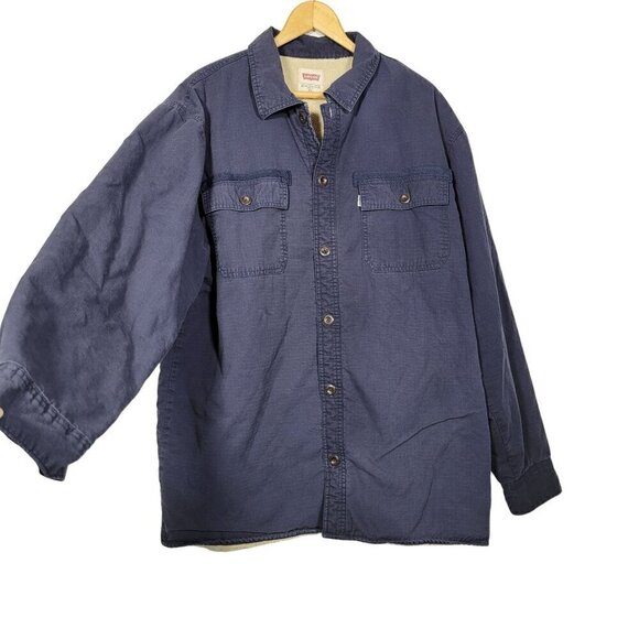 Mens Levi's Cotton Blend Sherpa Lined Navy Blue Utility Field Jacket Size XL - Picture 1 of 15
